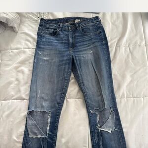 H&M Blue Skinny Jeans with Distressed Knees